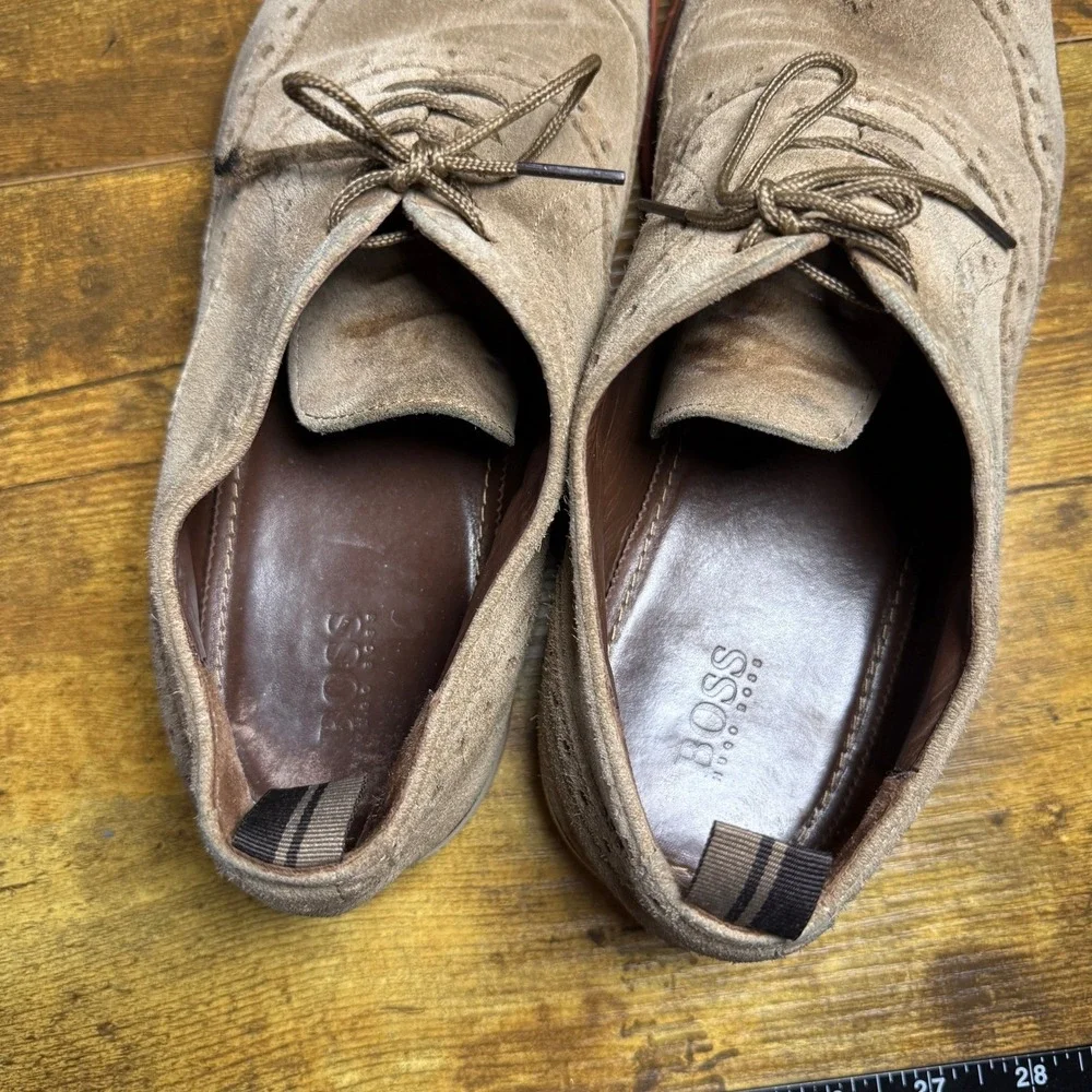 Hugo Boss 50260583 Tan Suede Wingtip Brogue‎ Mens Size 42